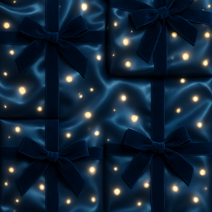 Satin Shine Midnight Blue Velvet Ribbon Holiday Glow seamless PBR texture preview