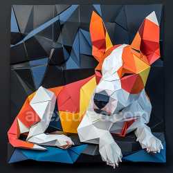 seamless Seamless 3D PBR Texture Featuring Origami-Inspired Bull Terrier Design in Geometric Color Blocks texture 8k free download PBR