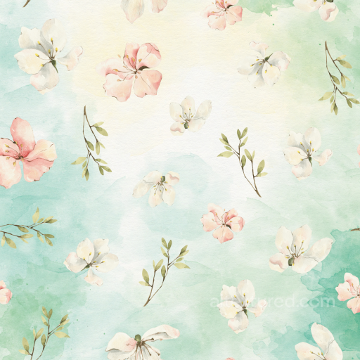 Watercolor Floral Greenery Texture with Soft Pastel Blooms and Leaves seamless watercolor greenery PBR texture