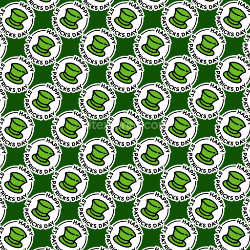 Seamless 3D PBR Texture with Repeating St. Patrick's Green Hats Pattern