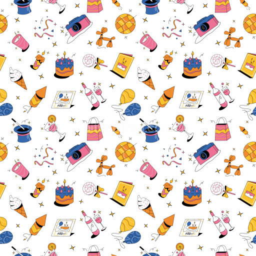 Pattern Bundle - Seamless 3D Pattern PBR Texture with Playful Birthday Party Motifs texture preview