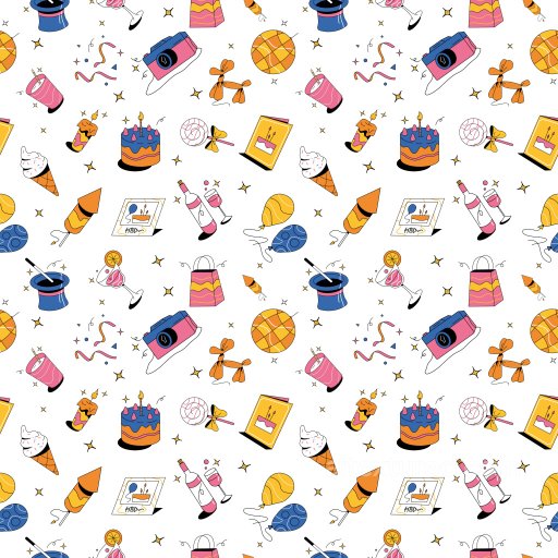 Pattern PBR Texture with Playful Birthday Party Motifs seamless Pattern Bundle PBR texture