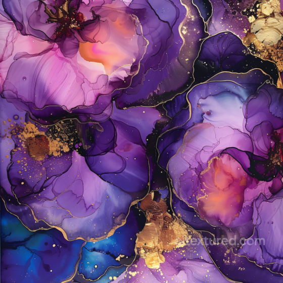 Alcohol Ink PBR Texture with Purple Swirls and Gold Veins Alcohol ink texture preview