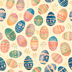 seamless Seamless 3D PBR Texture of Colorful Hand-Painted Easter Eggs on Cream Background texture 8k free download PBR