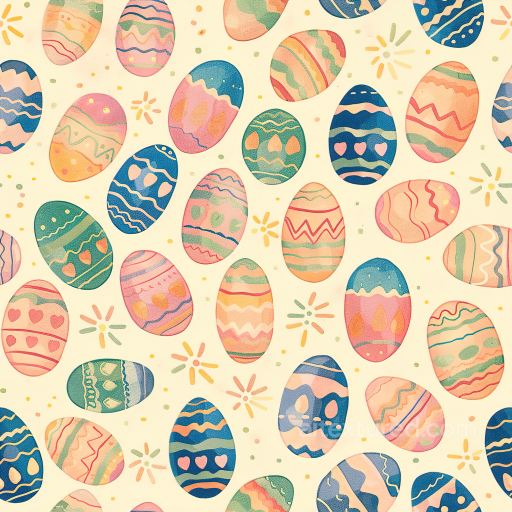 All Easter Digital paper Texture of Colorful Hand-Painted Easter Eggs on Cream Background seamless All Easter Digital paper PBR texture