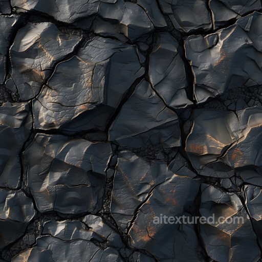 Stone Texture of Dark Cracked Rock with Rusty Accents seamless Stone PBR texture