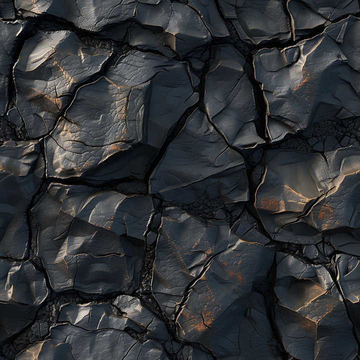 Stone of Dark Cracked Rock with Rusty Accents seamless PBR texture preview