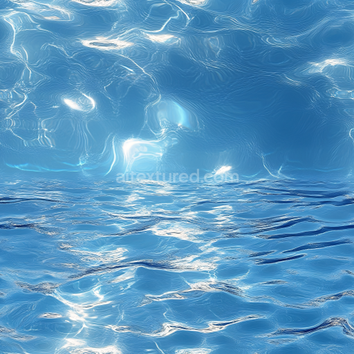 Seamless 3D PBR Texture of Stylized Ocean Surface with Soft Waves and Bright Highlights