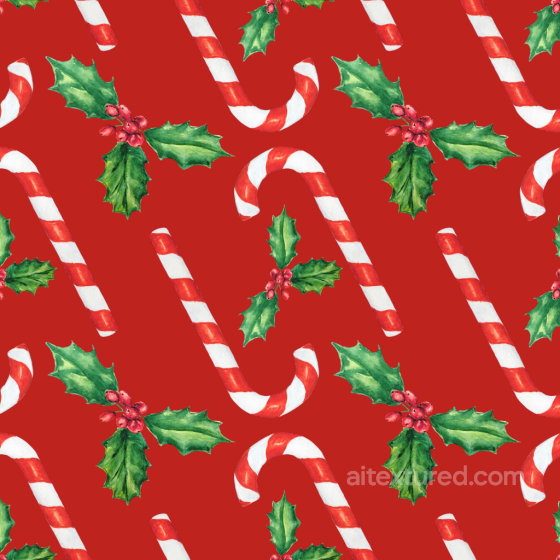 Watercolor Christmas Texture with Candy Cane and Holly Patterns Watercolor Christmas texture preview