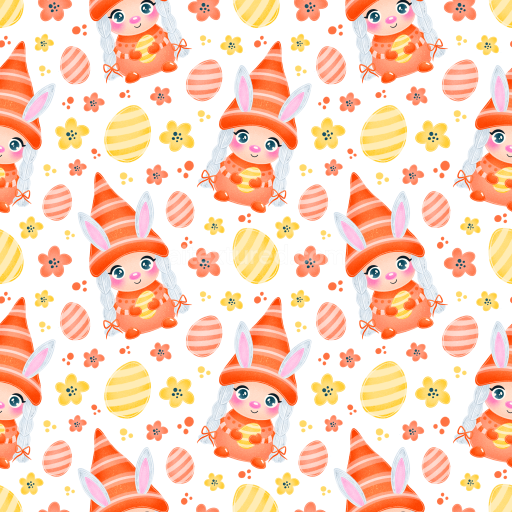 Seamless 3D PBR Texture Featuring Cute Easter Bunny and Egg Pattern