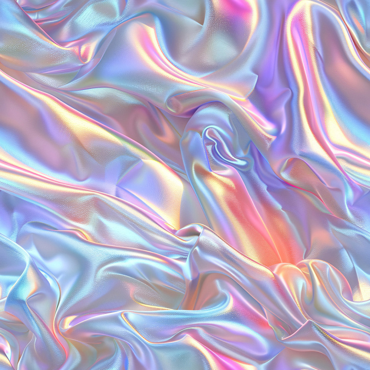 Iridescent, Glossy, Crumpled Fabric with Soft Highlights seamless PBR texture preview