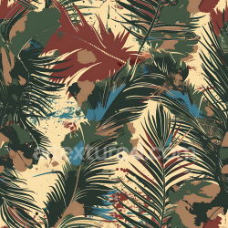 seamless Seamless 3D Tropical Jungle Camouflage PBR Texture with Leafy Organic Patterns texture 8k free download PBR
