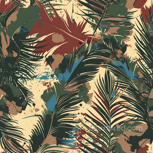 Tropical Jungle Camouflage PBR Texture with Leafy Organic Patterns seamless Color Camouflage PBR texture