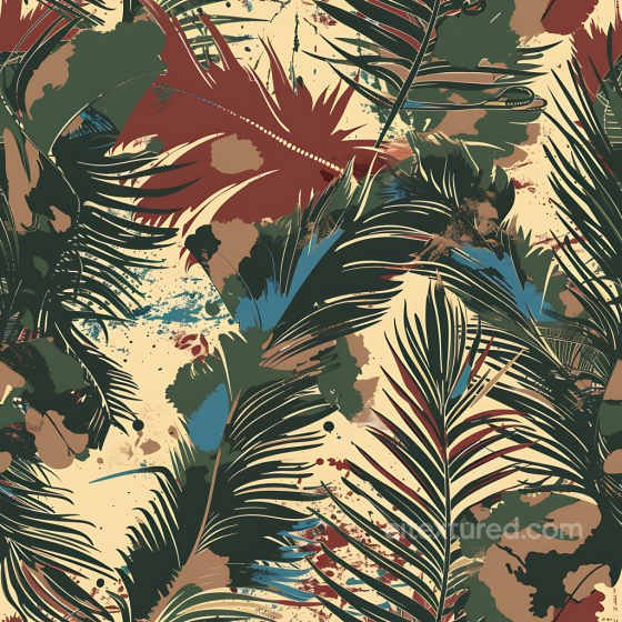 Tropical Jungle Camouflage PBR Texture with Leafy Organic Patterns Color Camouflage texture preview