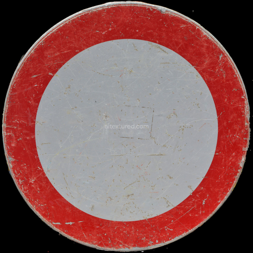 Seamless PBR sign texture with weathered red and grey surface