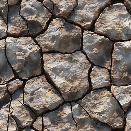 Seamless 3D Rough Rocky Ground Stone PBR Texture with Natural Cracks