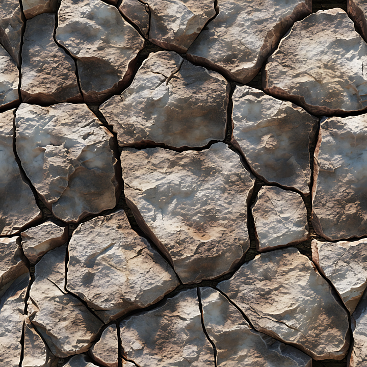Rough Rocky Ground Stone with Natural Cracks seamless PBR texture preview