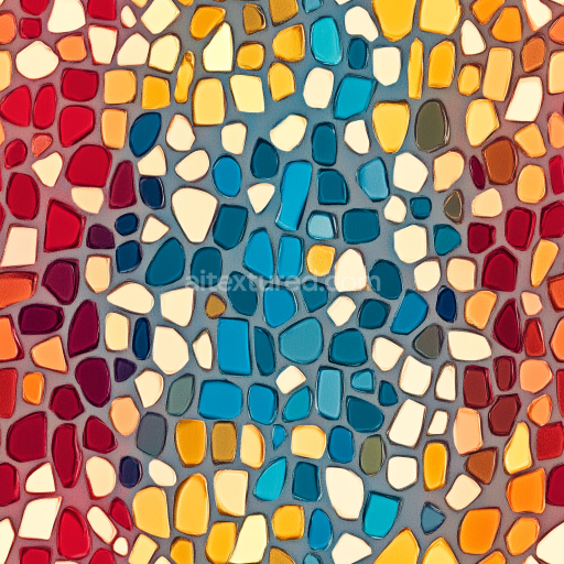 Seamless 3D Mosaic PBR Texture Featuring Colorful Irregular Ceramic Tiles texture preview