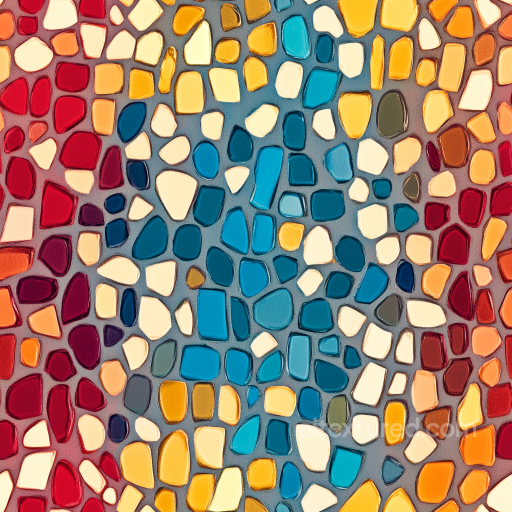 Mosaic PBR Texture Featuring Colorful Irregular Ceramic Tiles seamless Mosaic PBR texture