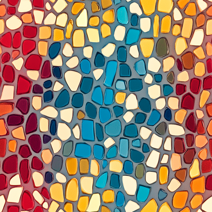 Mosaic Featuring Colorful Irregular Ceramic Tiles seamless PBR texture preview