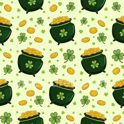 seamless Seamless 3D PBR Texture Featuring St Patrick Lucky Pot of Gold & Shamrocks texture 8k free download PBR