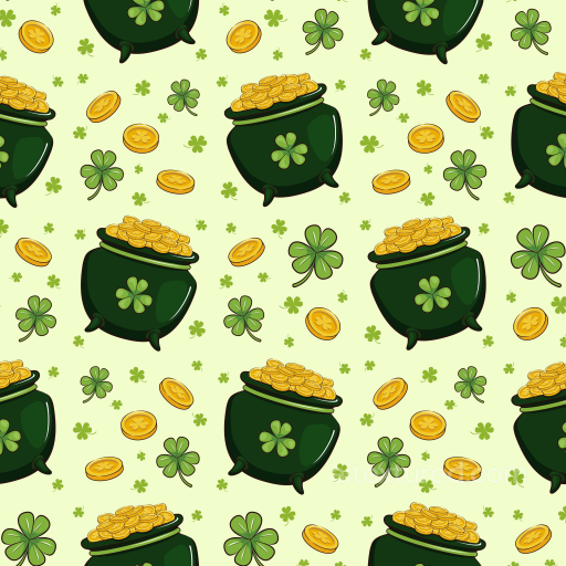 Featuring St Patrick Lucky Pot of Gold & Shamrocks seamless St patrick digital paper bundle PBR texture