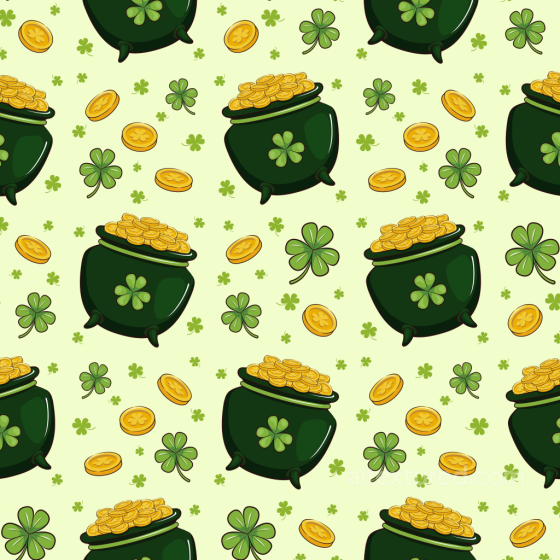 Featuring St Patrick Lucky Pot of Gold & Shamrocks St patrick digital paper bundle texture preview