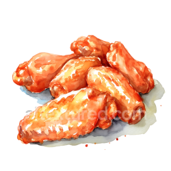 seamless Buffalo Chicken Wings Breakfast Illustration with Spicy Sauce texture 8k free download PBR