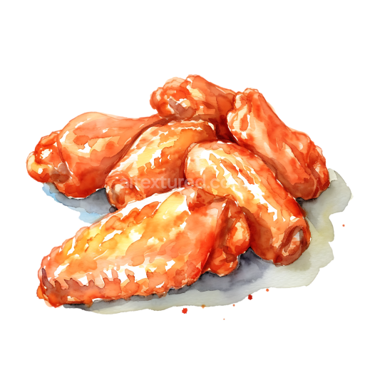 Buffalo Chicken Wings Breakfast Illustration with Spicy Sauce