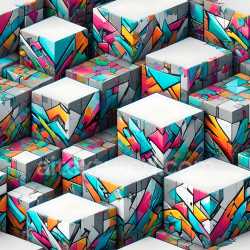 seamless Seamless 3D PBR Graffiti Texture Featuring Vibrant Urban Blocks with Abstract Colorful Paint texture 8k free download PBR