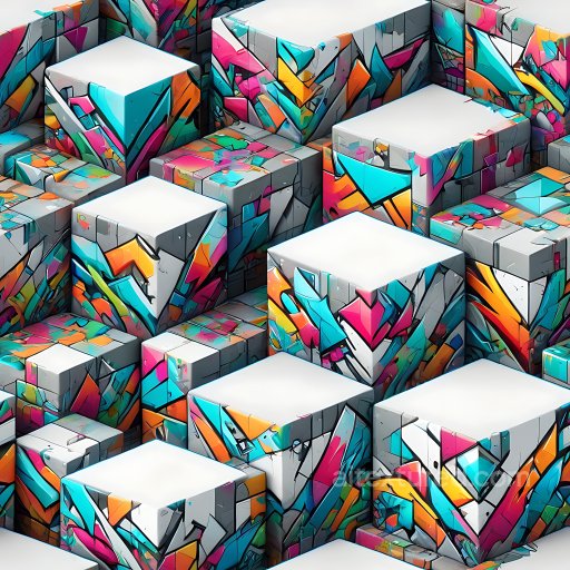 Seamless 3D PBR Graffiti Texture Featuring Vibrant Urban Blocks with Abstract Colorful Pa… texture preview