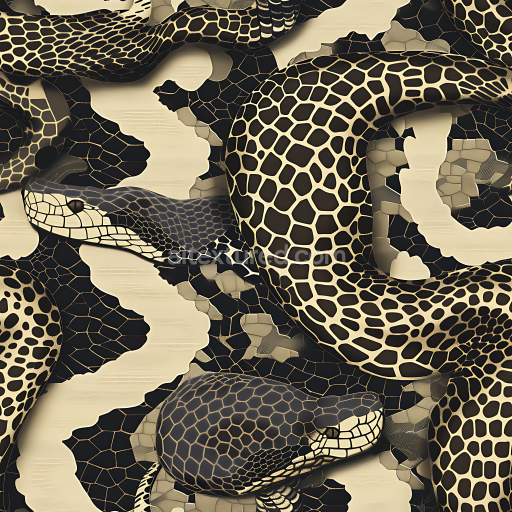 Seamless 3D Snake Scale Camouflage PBR Texture with Organic Scale Pattern and Monochrome Palette