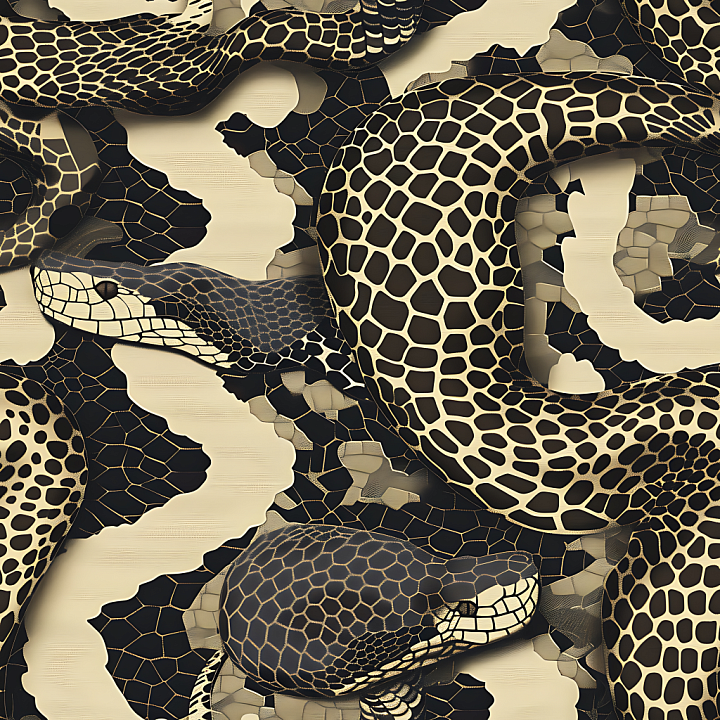 Snake Scale Camouflage with Organic Scale Pattern and Monochrome Palette seamless PBR texture preview
