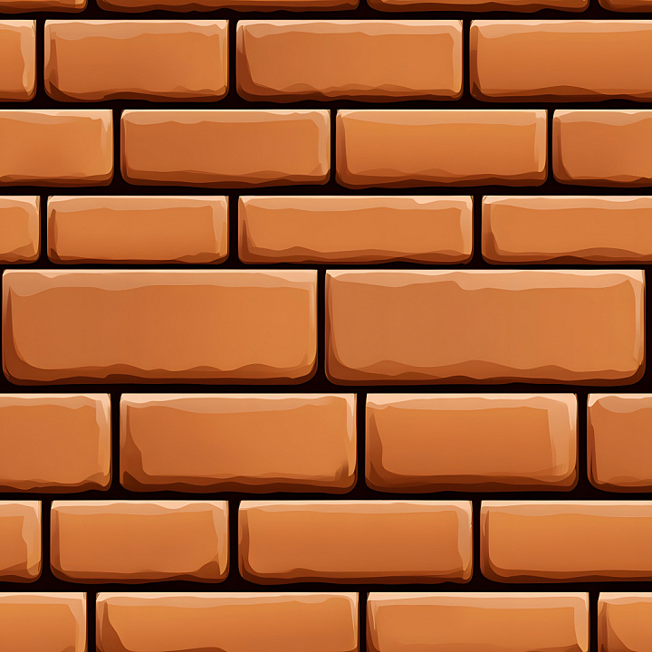 Stylized Cracked Brick Wall in Warm Brown seamless PBR texture preview