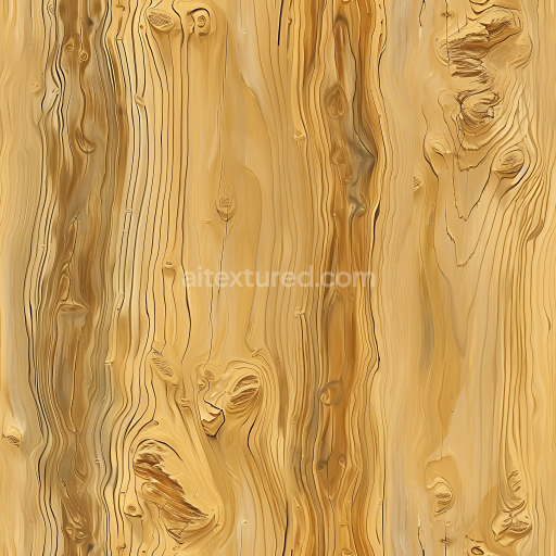 Seamless 3D Pine Wood PBR Texture Featuring Natural Knots and Grain Pattern