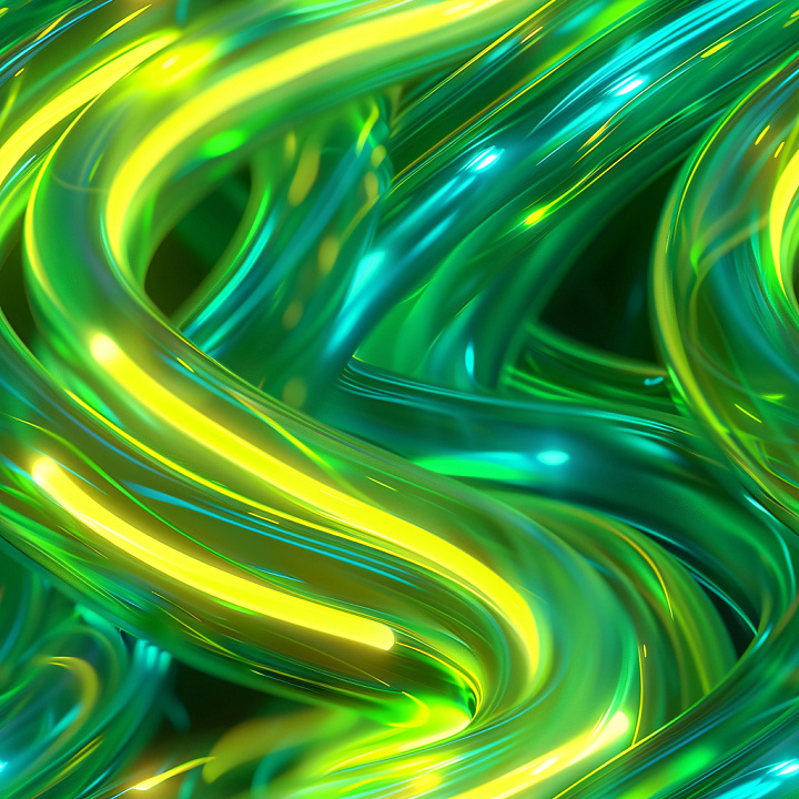 Glossy Featuring Curved Neon Green and Blue Tubular Surfaces seamless PBR texture preview
