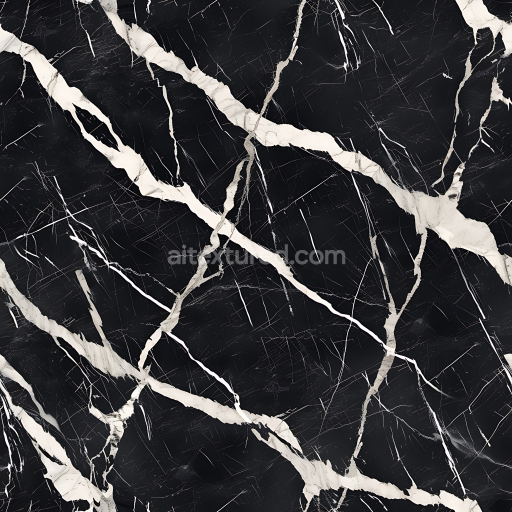 Seamless 3D Black Marquina Marble PBR Texture Featuring Bold White Veins
