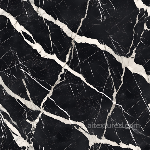 Black Marquina Marble PBR Texture Featuring Bold White Veins seamless Marble PBR texture
