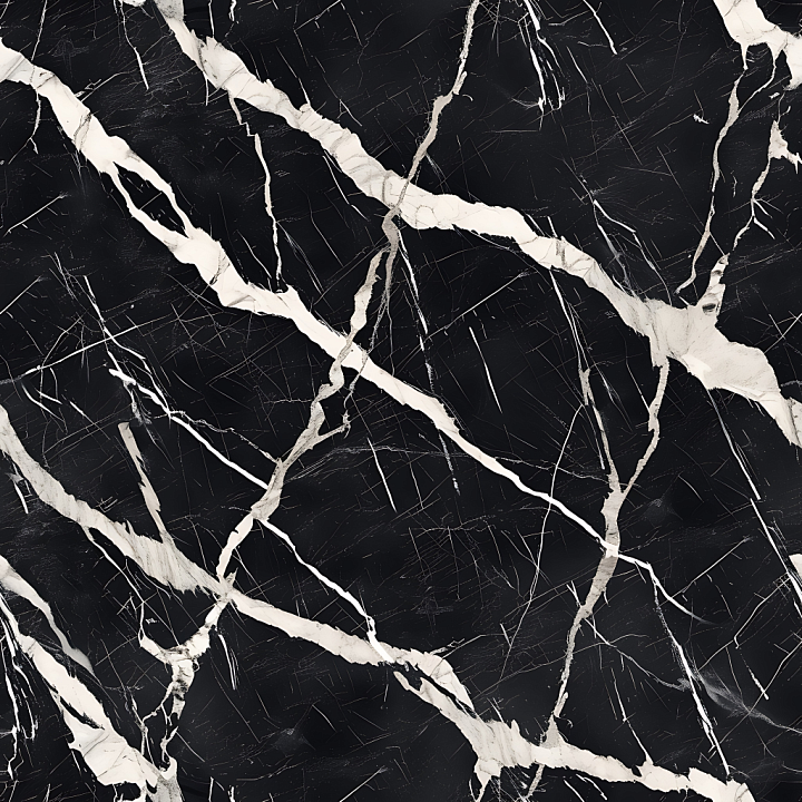 Black Marquina Marble Featuring Bold White Veins seamless PBR texture preview