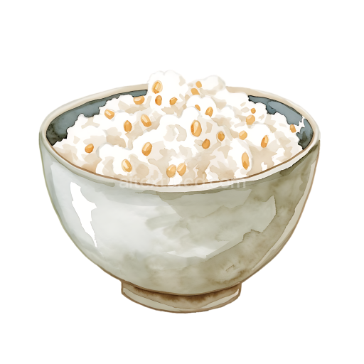 Watercolor Style Puffed Rice Cereal Bowl Breakfast Illustration