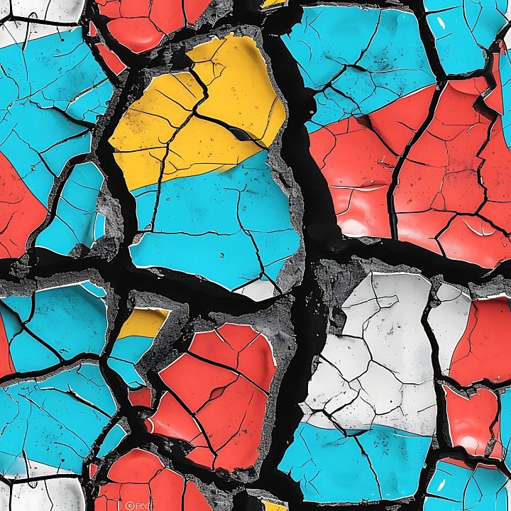 Cracked and Holed Multi-Color Painted Surface seamless PBR texture preview