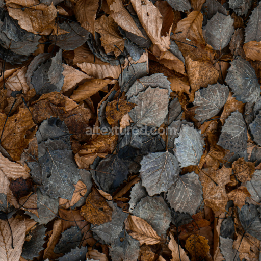 High-Detail PBR Texture of Dry Fallen Autumn Leaves on Ground