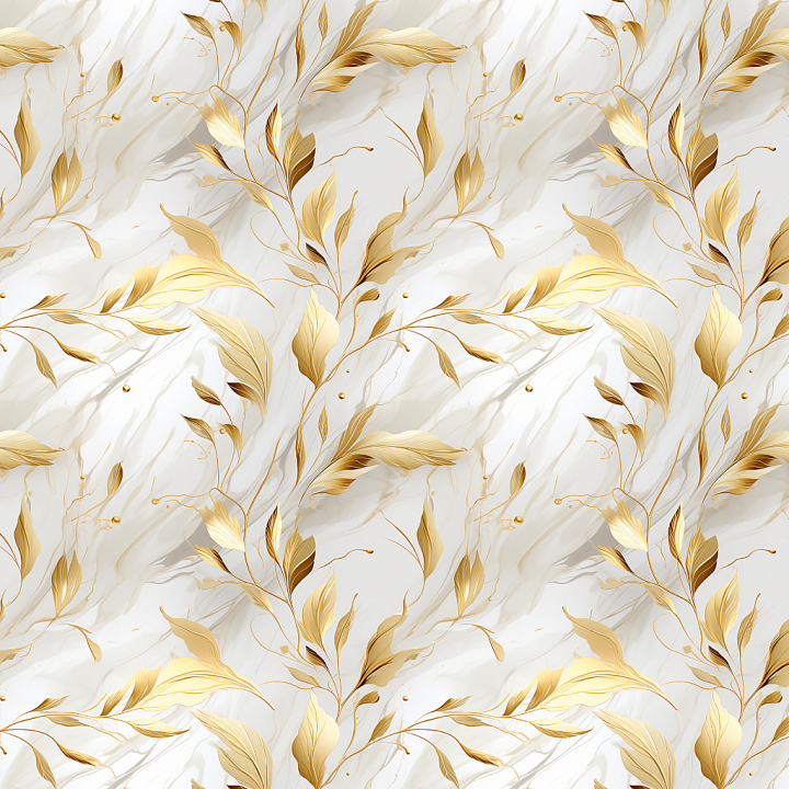White Marble Embellished with Gold Leaf Details seamless PBR texture preview
