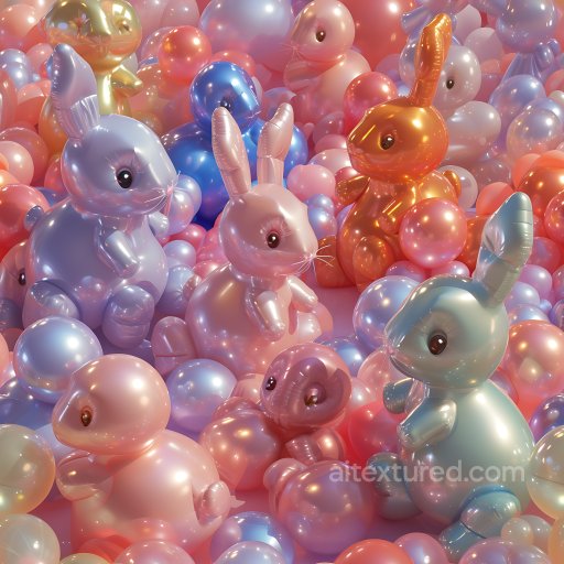 Inflated Glossy Balloon Toy PBR Texture with Colorful Reflections seamless Inflated PBR texture