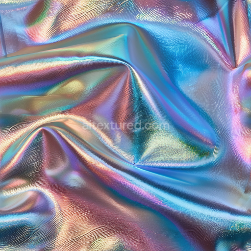 Seamless 3D Iridescent Metallic Leather PBR Texture with Fine Pebbled Grain and Glossy Finish