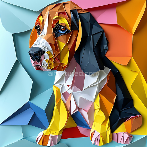 Seamless 3D PBR Texture Featuring Bluetick Coonhound Origami Style