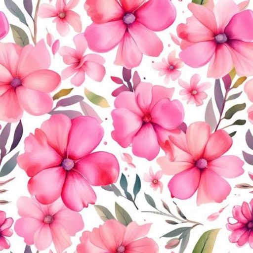 Vibrant Pink Flower Pattern Seamless Texture with Soft Leaves seamless Pink Flower PBR texture