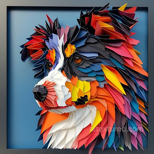 Animal - Seamless 3D PBR Texture Featuring Vibrant Australian Shepherd Origami Fur texture preview