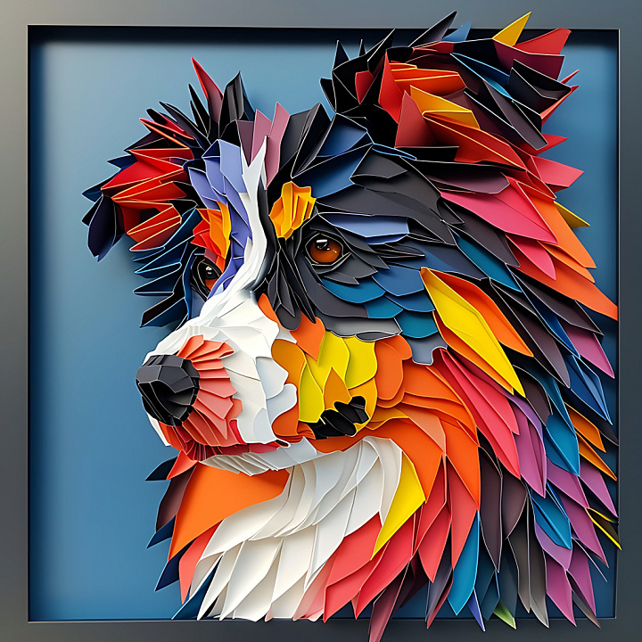 Featuring Vibrant Australian Shepherd Origami Fur seamless PBR texture preview