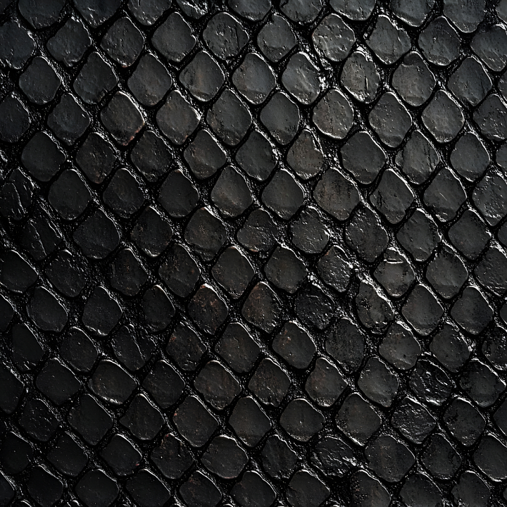 Dark Reptilian Skin with Detailed Scales and Glossy Sheen seamless PBR texture preview